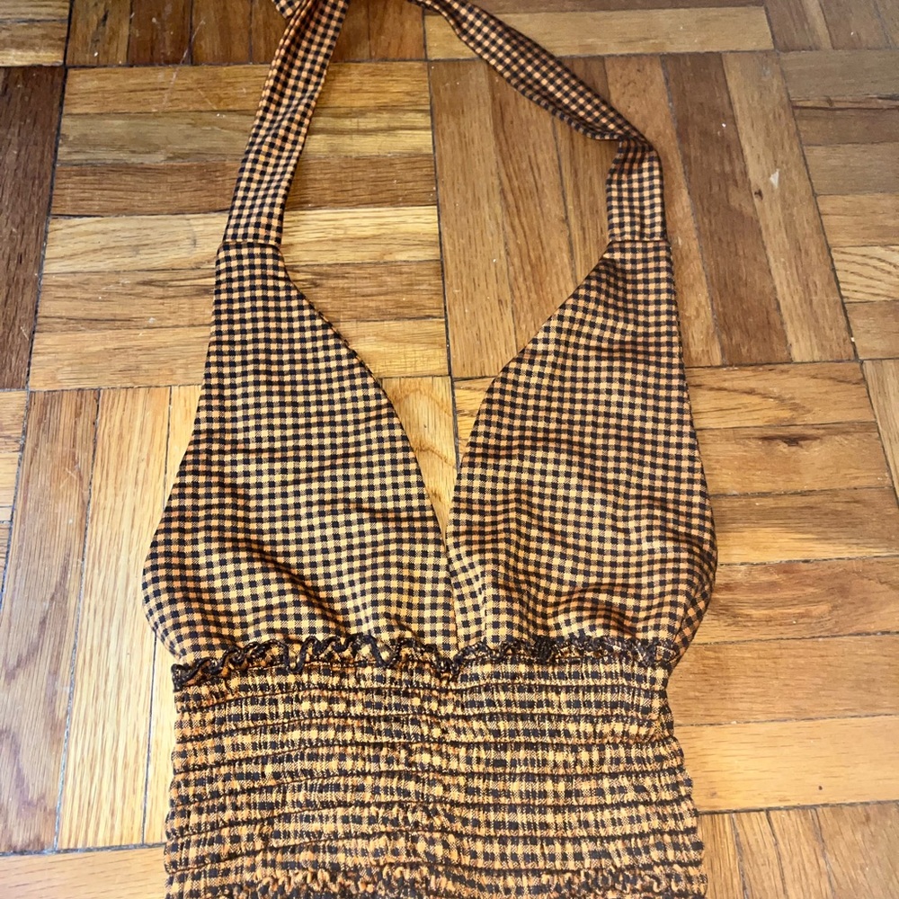 Orange And Black Halter Top